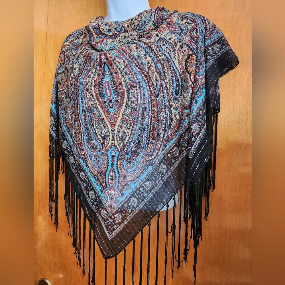 India Bohemian Paisley Fringe Shawl Cotton